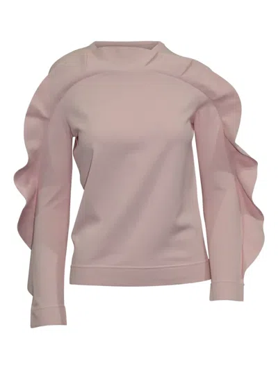 Pre-owned Mario Valentino Vintage Mock-neck Ruffled Sweatshirt In Pink