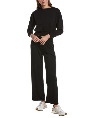 Marion 28in 2pc Straight Pant & Sweatshirt Set In Black