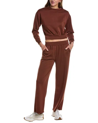Marion 28in 2pc Straight Pant & Sweatshirt Set In Brown