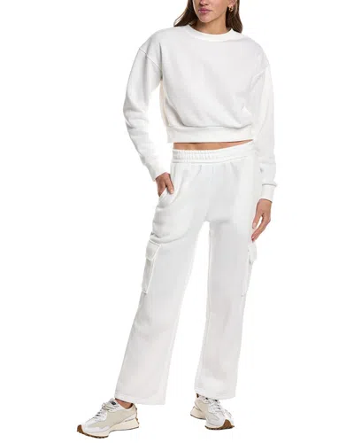 Marion 28in 2pc Straight Pant & Sweatshirt Set In White