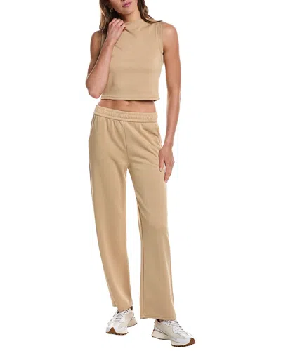 Marion 29in 2pc Crop Tank & Wide Leg Pant Lounge Set In Brown