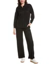 Marion 2p Crinkled Plisse Button Shirt & Pant Set In Black
