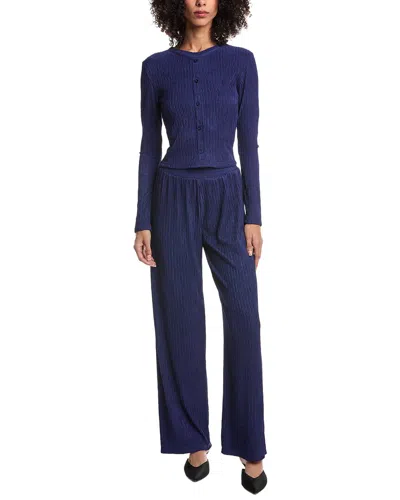 Marion 2p Crinkled Plisse Button Shirt & Pant Set In Blue