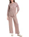 Marion 2p Crinkled Plisse Button Shirt & Pant Set In Pink
