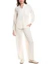 Marion 2p Crinkled Plisse Button Shirt & Pant Set In White