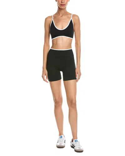 Marion 2pc 5.5in Contrast Bra & High Rise Yoga Short Set In Black