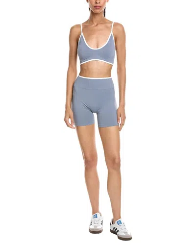 Marion 2pc 5.5in Contrast Bra & High Rise Yoga Short Set In Blue