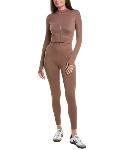 Marion 2pc Active Wear Top & Legging Set In Brown