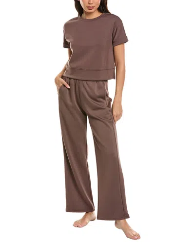 Marion 2pc Air Scuba Sweatshirt & Pant Set In Brown