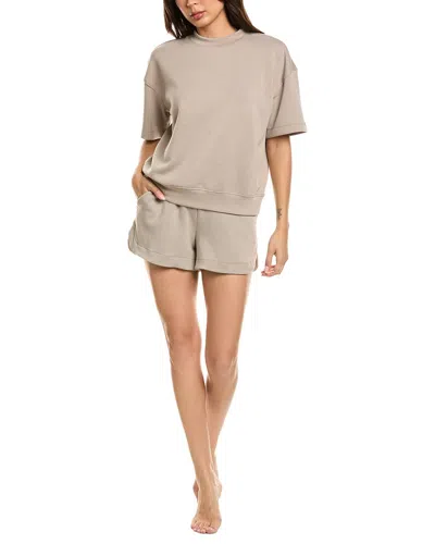 Marion 2pc Banded T-shirt & Short Set In Neutral