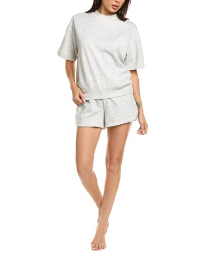 Marion 2pc Banded T-shirt & Short Set In Gray