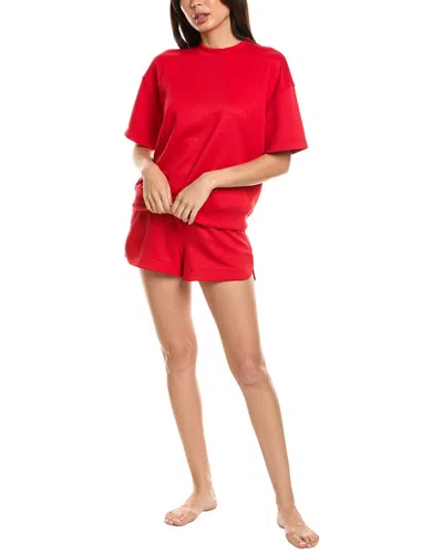 Marion 2pc Banded T-shirt & Short Set In Red