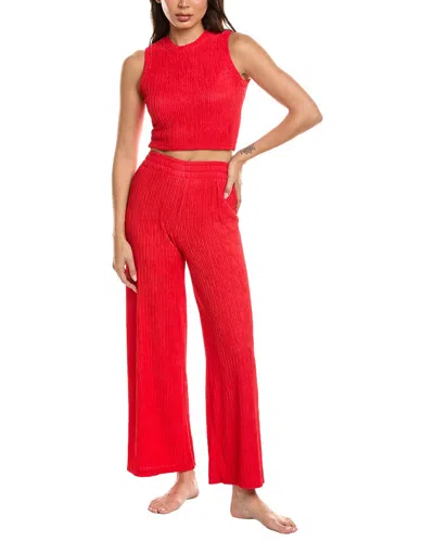 Marion 2pc Crinkled Plisse Lounge Set In Red