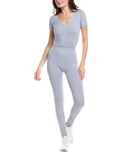 Marion 2pc Diamond Texture Top & Legging Set In Gray