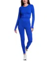 Marion 2pc Diamond Textured Top & Legging Set In Blue