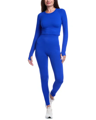 Marion 2pc Diamond Textured Top & Legging Set In Blue