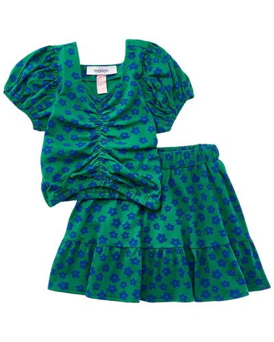 Marion 2pc Floral Top & Skirt Set In Green