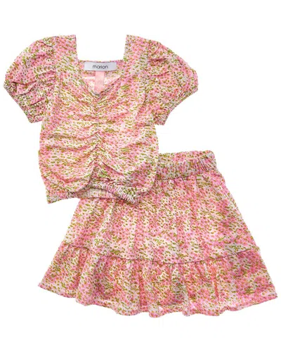Marion 2pc Floral Top & Skirt Set In Pink