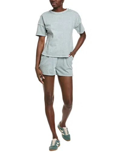 Marion 2pc Halo Snow Washed Tee Shirt & Short Set In Gray
