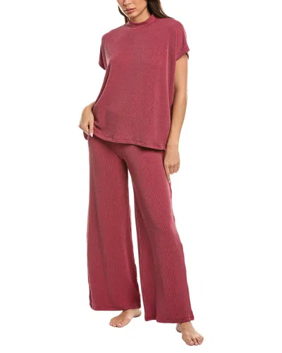 Marion 2pc Raised Rib T-shirt & Pant Set In Brown