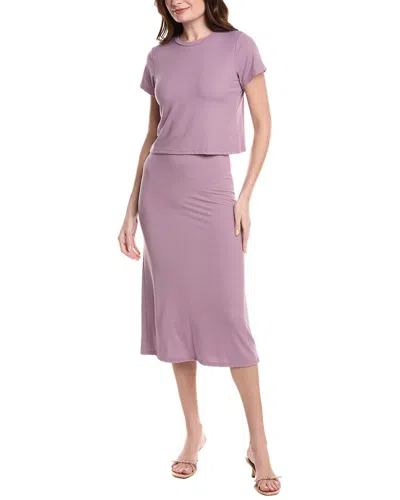 Marion 2pc Ribbed Top & Skirt Set In Purple