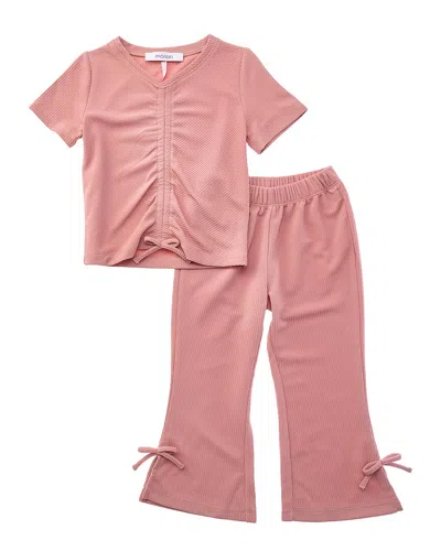 Marion 2pc Ruched Top & Pant Set In Pink