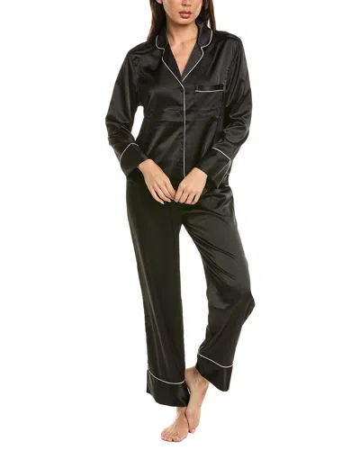 Marion 2pc Satin Pajama Set In Black