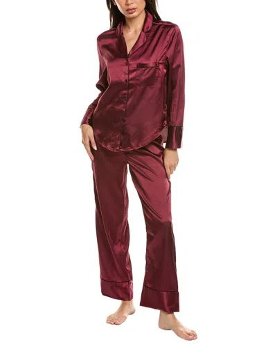 Marion 2pc Satin Pajama Set In Burgundy