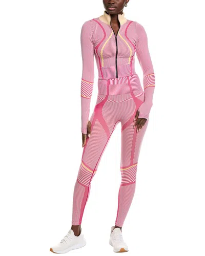 Marion 2pc Seamless Pop Up Zip Up Top & Legging Set In Pink