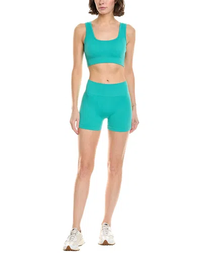 Marion 2pc Seamless Sports Bra & Short Set In Blue