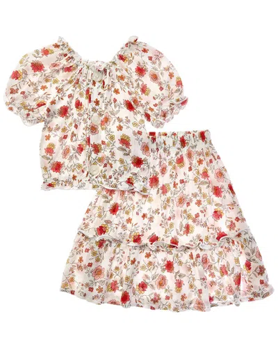 Marion Kids' 2pc Stretch Top & Skirt Set In Multi