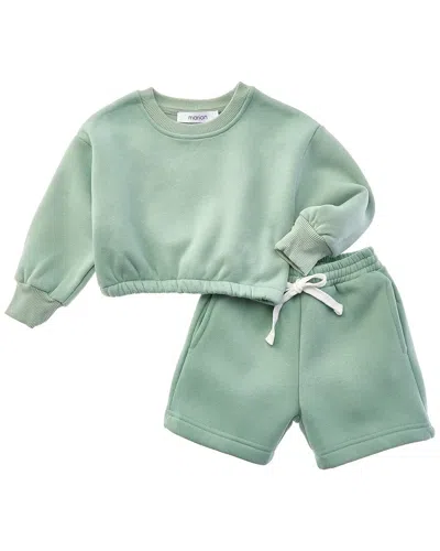 Marion Kids' 2pc Top & Short Jog Set In Green