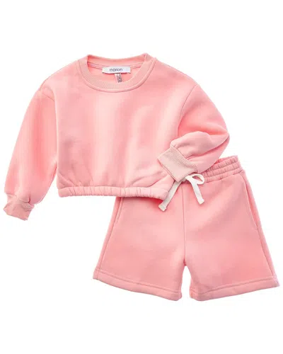 Marion Kids' 2pc Top & Short Jog Set In Pink
