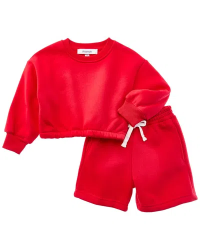 Marion Kids' 2pc Top & Short Jog Set In Red