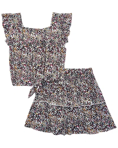Marion Kids' 2pc Top & Skirt Set In Gray