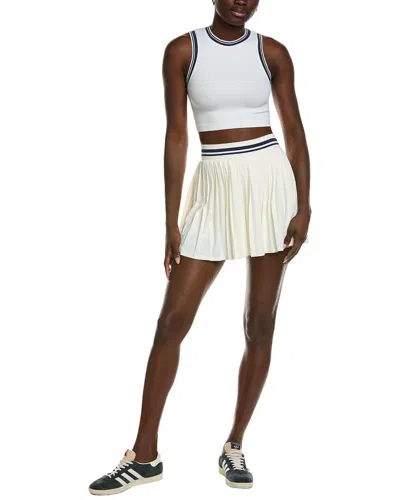 Marion 2pc Varsity Stripes Pleated Tennis Tank & Skort Set In White