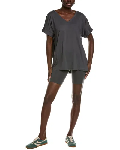 Marion 2pc V-neck Top & Biker Short Set In Black