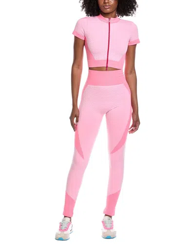 Marion 2pc Waffle Jacket & Legging Set In Pink