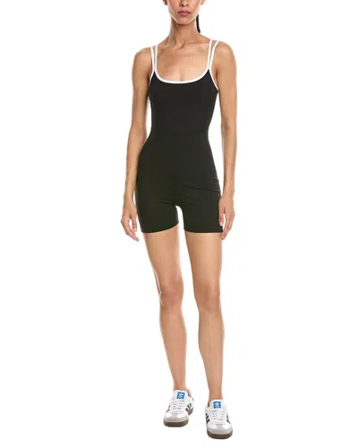 Marion 3.5in Double Straps Spaghetti Activewear Romper In Black