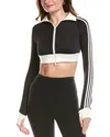 Marion 4 Stripes Two-way Zipper Cropped Track Jacket In Black