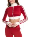 Marion 4 Stripes Two-way Zipper Cropped Track Jacket In Red