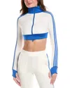 Marion 4 Stripes Two-way Zipper Cropped Track Jacket In White