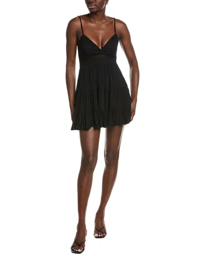 Marion A-line Crocheted Weave Textured Dress In Black