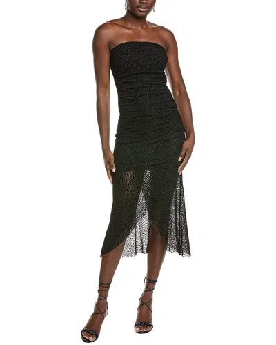 Marion Animal Print Mesh Tube Dress In Black
