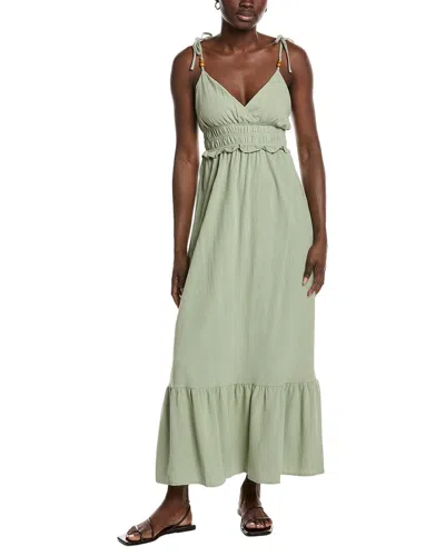 Marion Beaded Linen-blend Strap Ruffled Dress In Multi