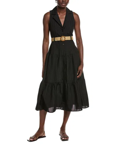 Marion Belted A-line Dress In Black