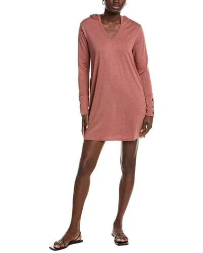 Marion Button Detail Tunic Dress In Burgundy
