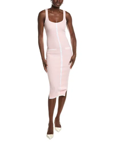 Marion Contrast Piping Ribbed Pocket Dress In Pink