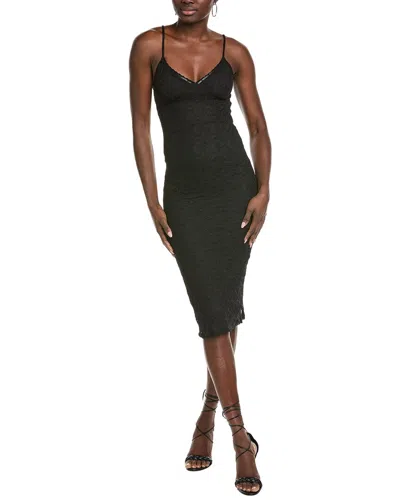 Marion Crochet Knit Midi Dress In Black