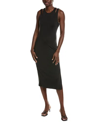 Marion Double Layer Cutout Slit Midi Dress In Transparent